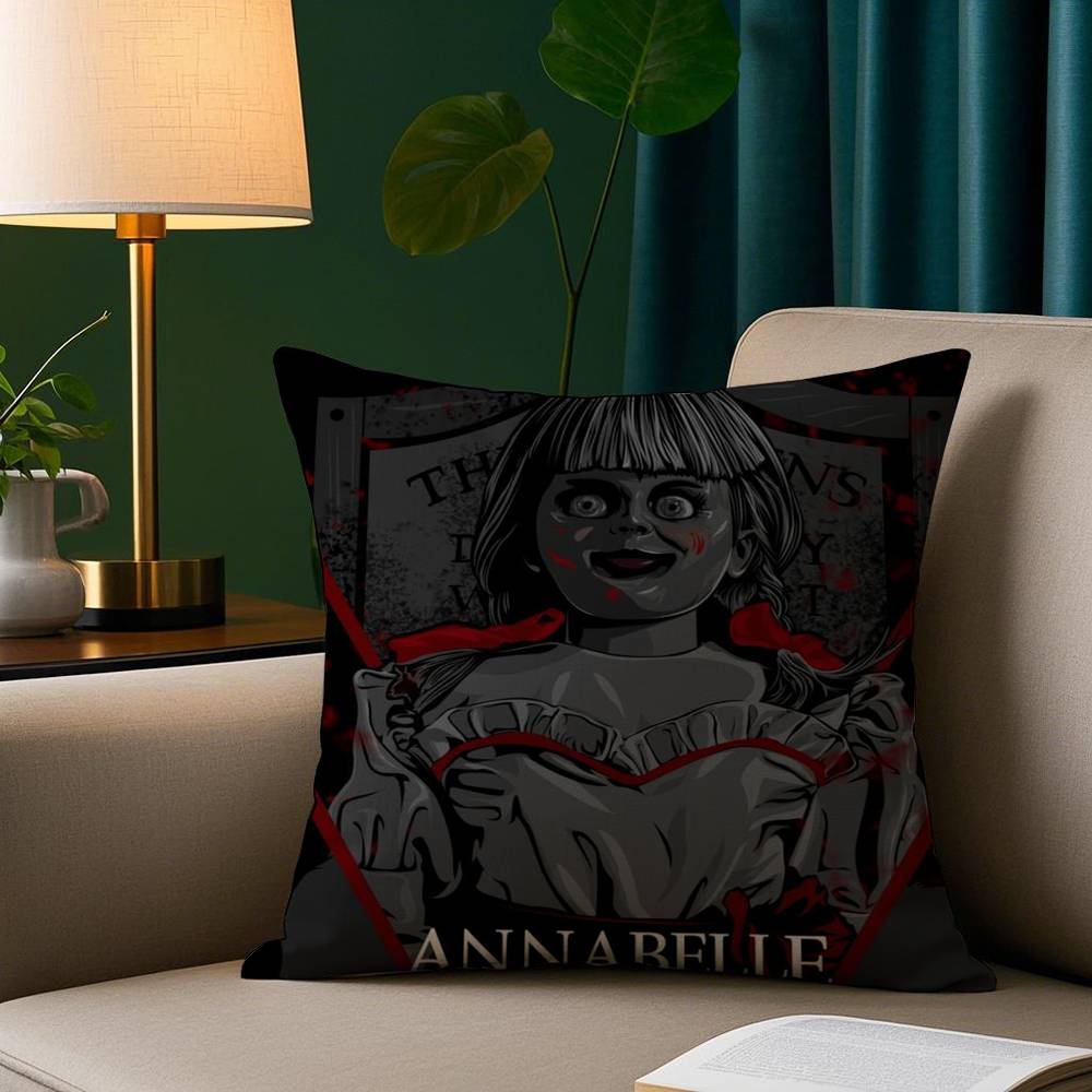 Film Horror A-Annabelle Kissenbezug Plüschstoff Weicher Kissenbezug Doppelseitiger Druck Sofakissenbezug Überwurf