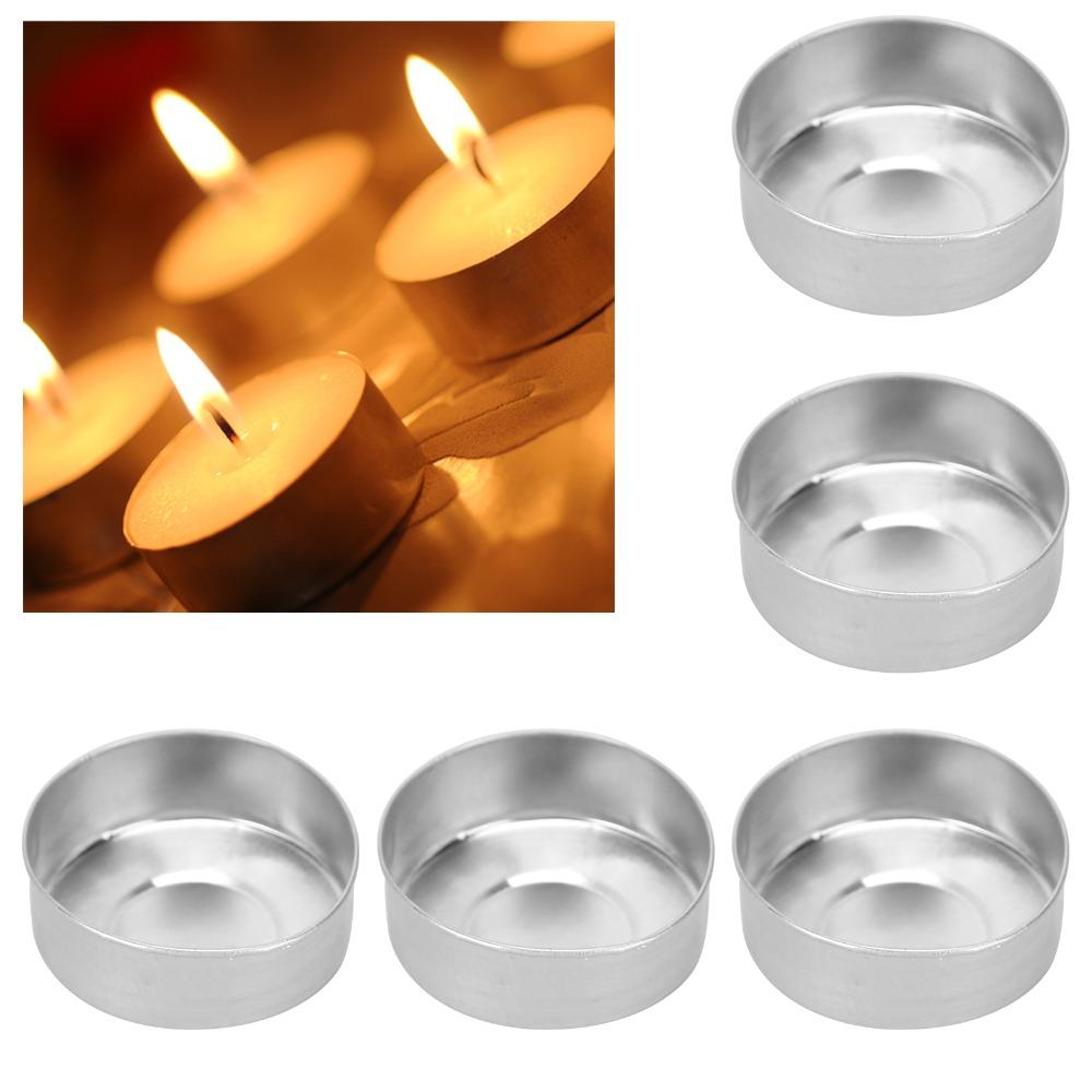 50 Pcs 1.37 X 1.37 X 0.55 In Candle Mold Container Aluminum Candle Shells for Outdoor Activities