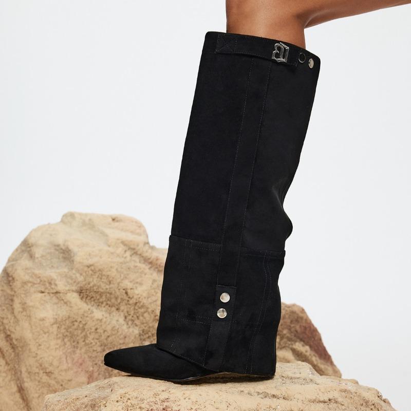 Women Boots Elegant Comfortable Shoes Women 2026 New Fashion Frosted Mid-calf Boots Women Low Heel Plus Velvet Knight Boots