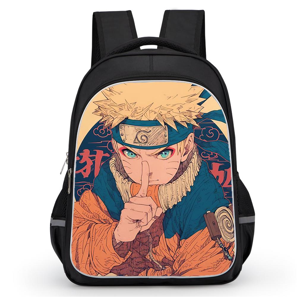 NARUTO Anime Kids Student Backpack 16 Inch Lightweight Durable School Bag Dual Zipper Pockets Casual Daypack For Boys Girls 5-10