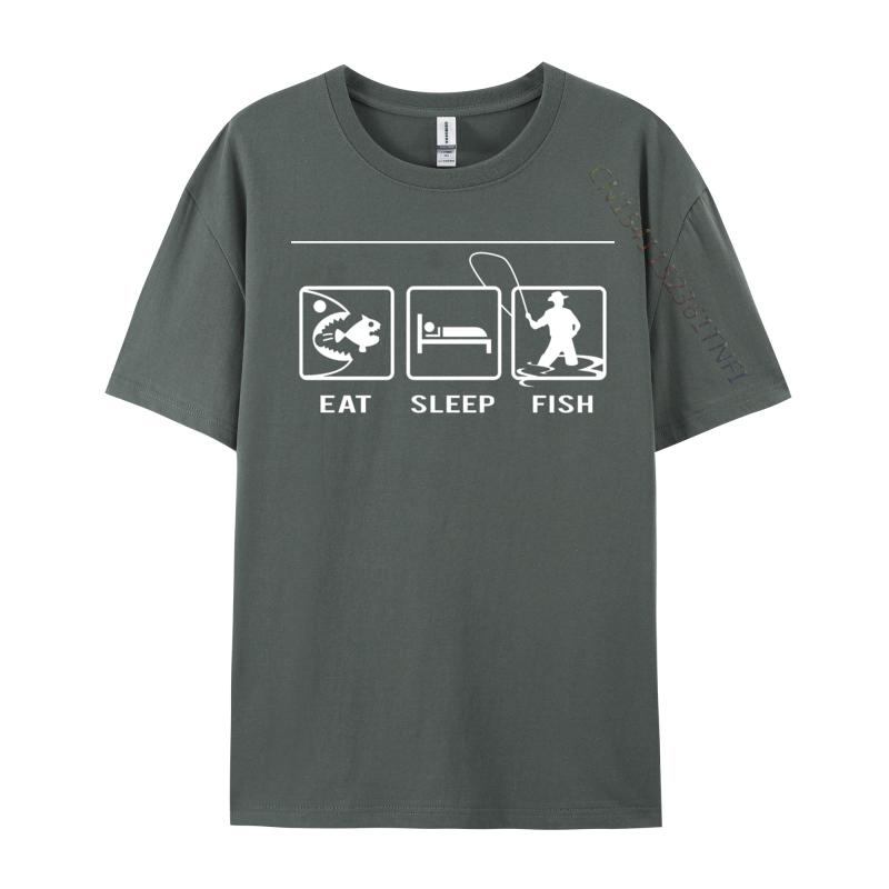 Eat Sleep Fish Repeat Tee Shirts 2024 Fashion Tops T Shirt Cotton Printed T Shirt Fishing Lover Gift