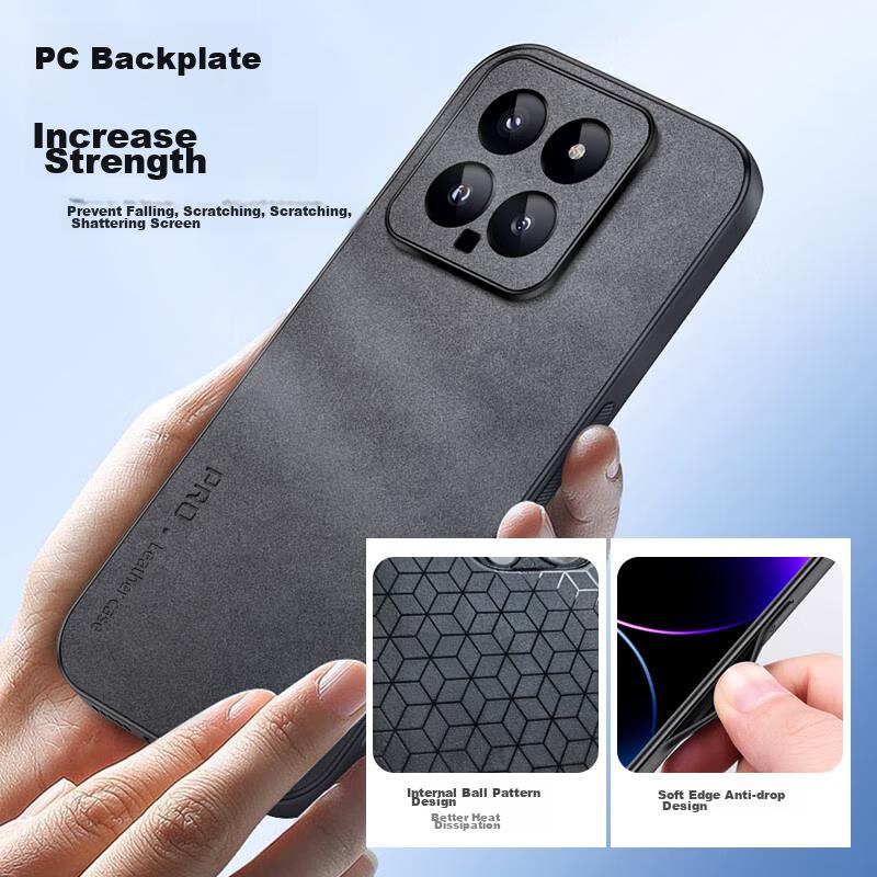 Xiaomi 14 Phone Case, Mi 14 Protective Cover, Shockproof, Full Lens Protection, Soft, Simple Luxury Silicone Outer Case, WoAnd Leather Case, Black