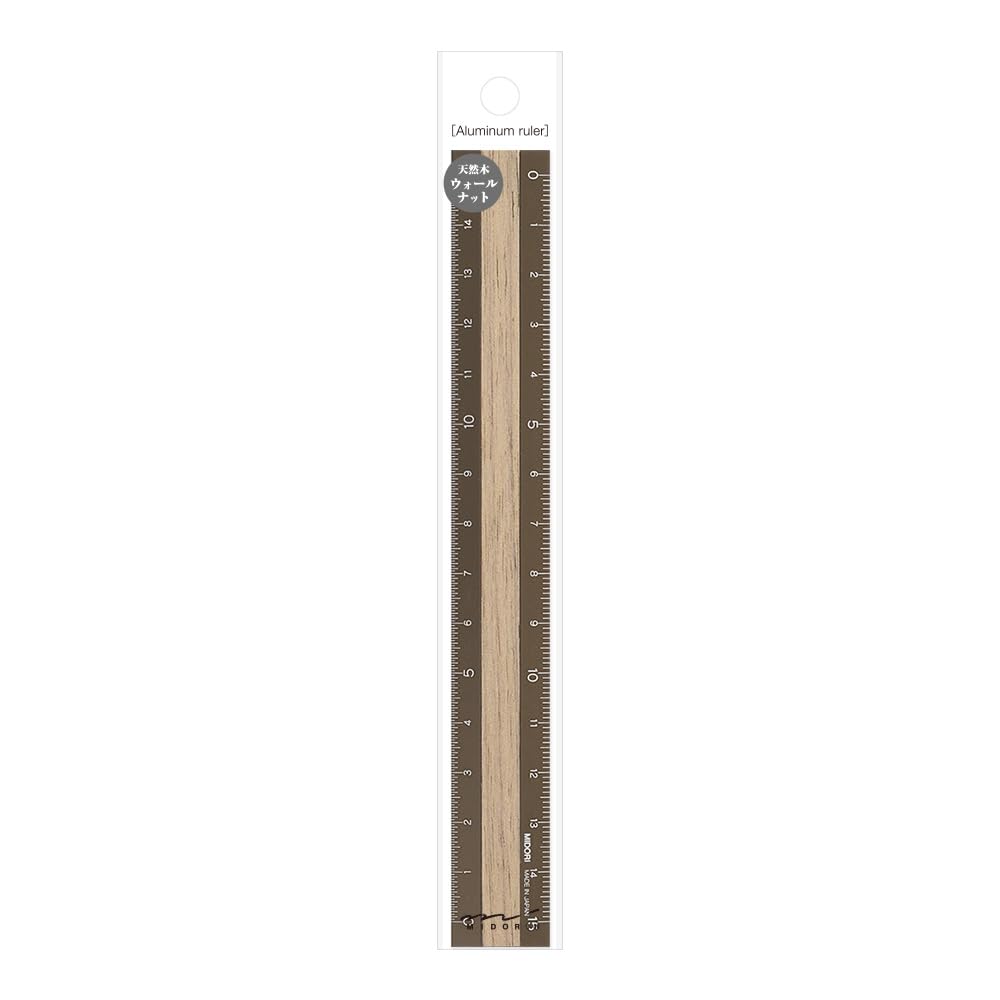 MIDORI Aluminum Wood Ruler 15cm Brown x Brown 42280006