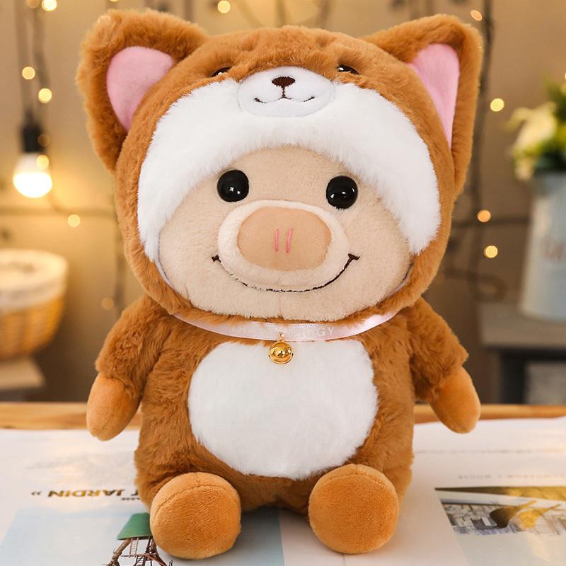 1pc 25cm Cute Piggy Turned Dog Rabbit Rat Mouse Bear Doll Plush Toy  Dog Doll Stuffed Animals Toys For Children Gift