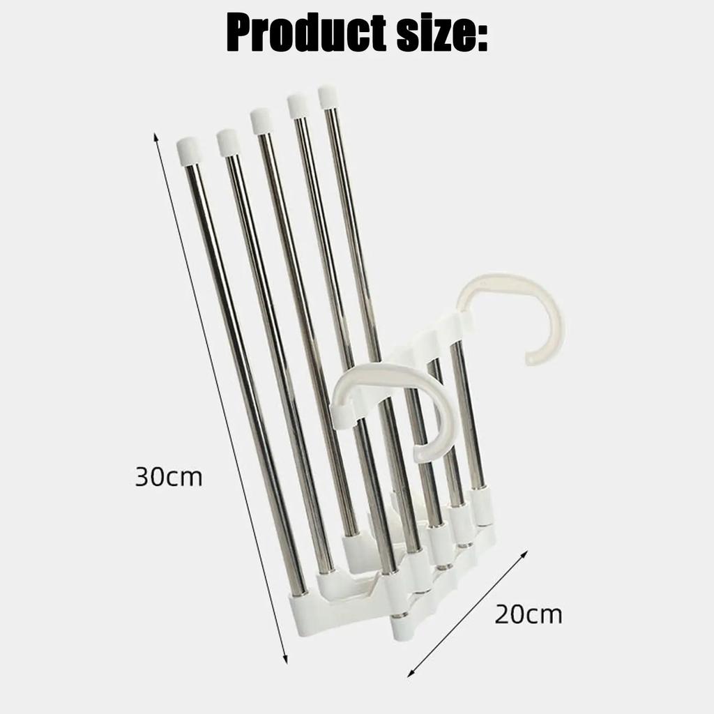 5 In 1 Magic Trouser Rack Hangers Stainless Steel Folding Pant Rack Tie Hanger Shelves Bedroom Closet Organizer Wardrobe Storage