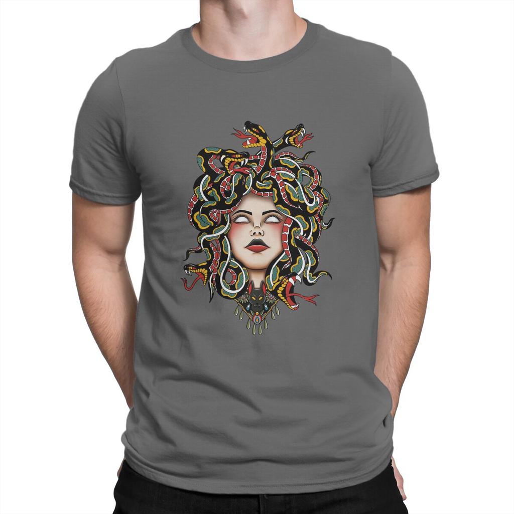 Medusa Old School Fitted Scoop Men T Shirts Medusa Funny Tees Short Sleeve O Neck T-Shirt Cotton Gift Idea Tops