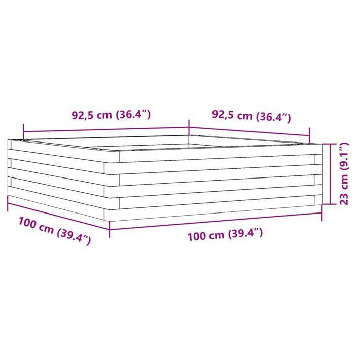 VidaXL Jardinière blanc 100x100x23 cm bois de pin massif, jardinière d'extérieur, bac à fleurs, boîte à plantes, jardinière 847209