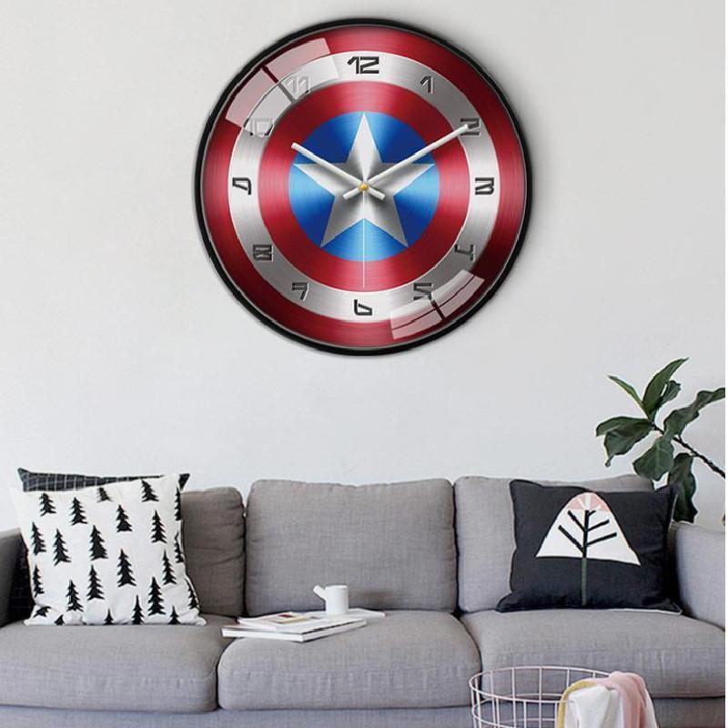 Marvel Captain America Iron Man Spider-Man Muster Wanduhr für Kinderzimmer Dekoration