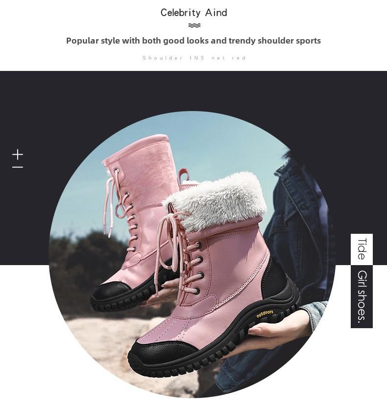 Women's Winter Snow Boots: Velvet-Lined, High-Top, Trendy, Warm Outdoor Footwear.