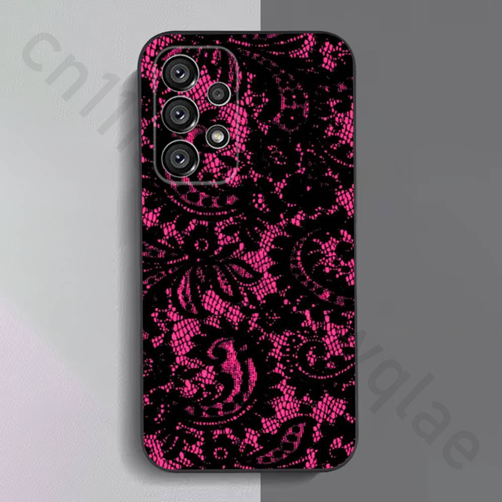 Vintage Lace Phone Case For Samsung S9,S10,S20,S10,S21,S25,S24,S23,Ultra,FE,Plus,Lite,Soft Silicone Black Cover
