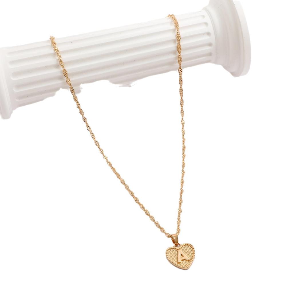 Handmade Love Letter Pendant Necklace - Heart & Water Wave Chain Design