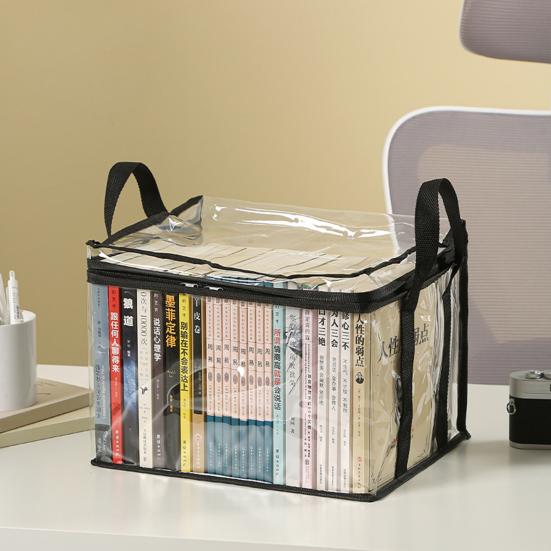 Book Storage Bag Waterproof Clear Storage Bag with Handles Foldable Storage Pouch
