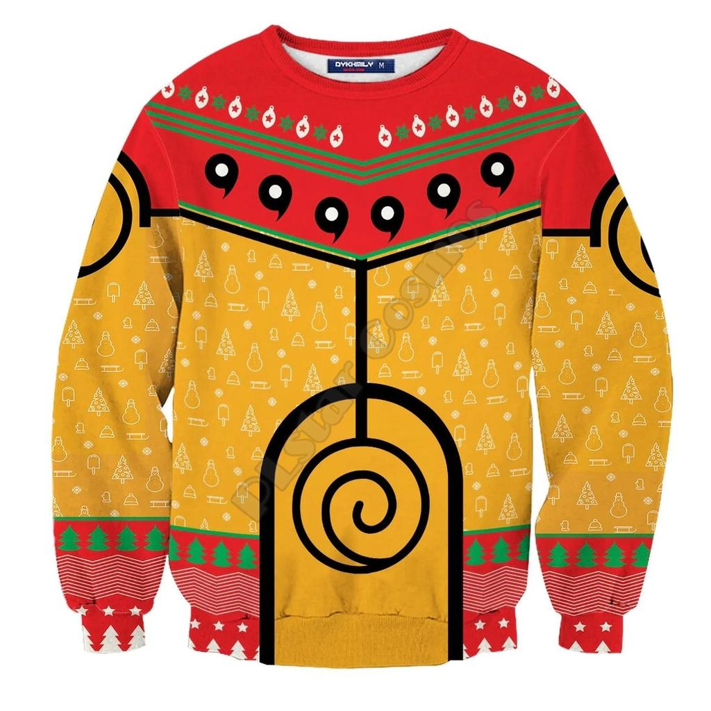 New Men's Long-sleeved Sweatshirt with Personality and Fashionable 3D Digital Cartoon Printed Round Neck Pullover Top