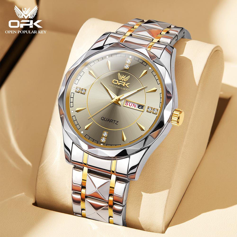 Stainless Steel Business Double Calendar Waterproof Men's Watch Men's Watch Local Tyrant Gold Watch