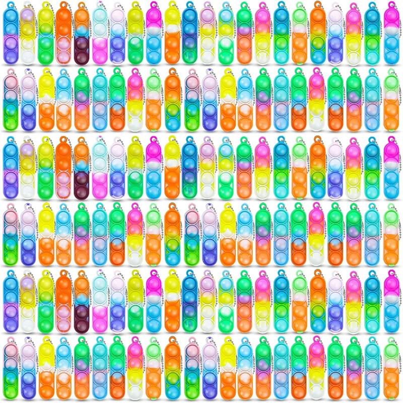 10/30Pcs Mini Pop Keychain Kids Birthday Party Favors Fidget Toys Stress Relief Sensory Toy Classroom Prizes Gift Pinata Fillers