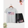100% Baumwolle Herren Sommer Casual USA Musterdruck Übergröße Rundhals Kurzarm T-Shirt