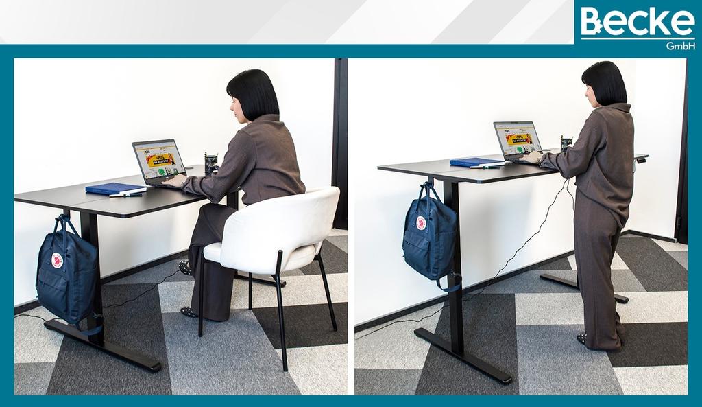 Electric adjustable desk 120x60cm height adjustment 72-118cm black