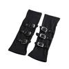 Women Half Finger Metal Buckle Belt Rivet Punk Hip Hop Party Cosplay Dance Mitten Black Fingerless Milk Silk Glove Cuff R46