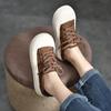 Johnature Genuine Leather Casual Women's Shoes Versatile Lace Up Round Toe Thick Soled Flat Shoes
