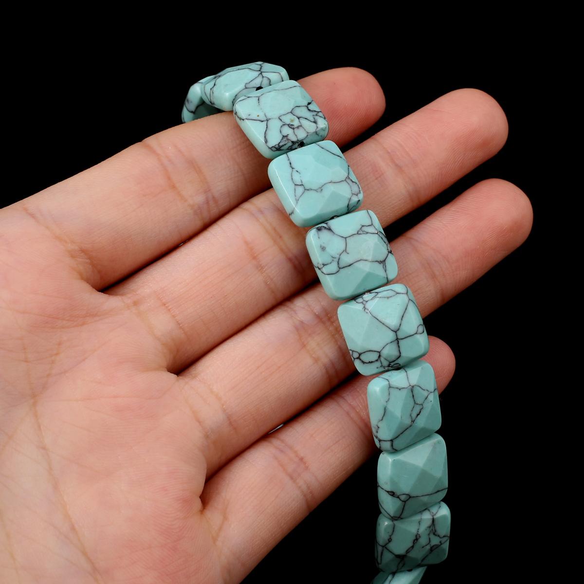 

Бусины из натурального камня, агаты/малахит, квадратные граненые бусины для изготовления ювелирных изделий, ожерелье, браслет, серьги, аксессуар Blue Turquoise/11x11x6mm