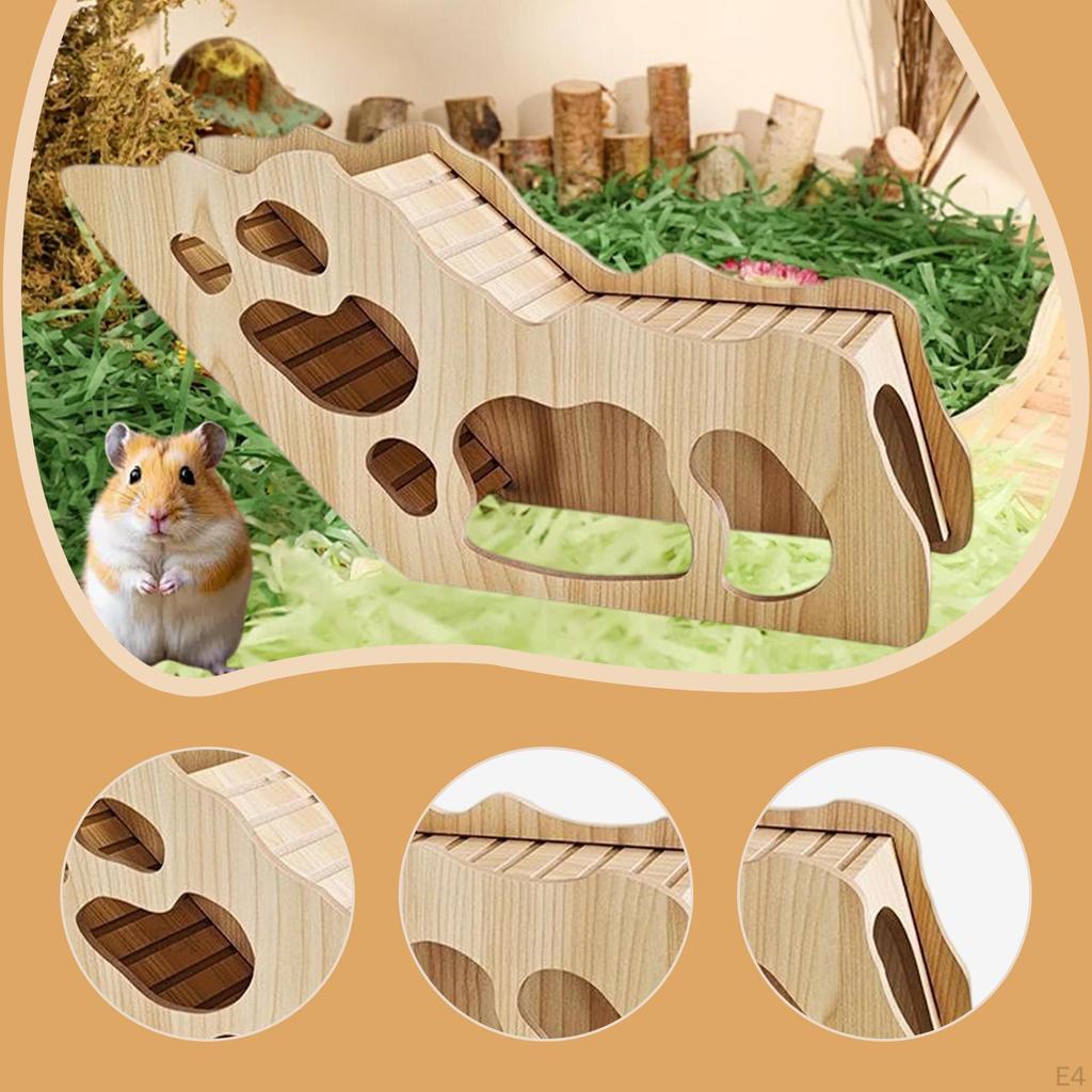 Hamster House and Habitat Small Pet Castle Home,Cage Accessories,Wood Animal Hideout Hut Play