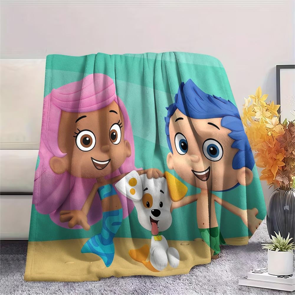 Bubble Guppies  Print Flannel Blanket, High Quality Comfortable for All Seasons, Home Decor, Warmth and Comfort