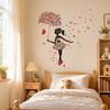 Umbrella Girl and Butterfly Wall Decals, Decorative Stickers for Living Room Bedroom