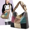 Damen Farbblock Patchwork Canvas Umhängetasche Lässige Schultertasche Mode Outdoor Einkaufen