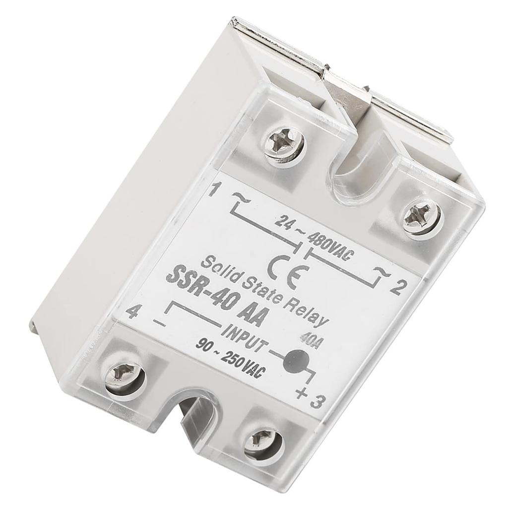 SSR-40AA 40A Solid State Relais Module AC-AC Ingang 90-250V AC Uitgang 24-480V Enkelfasig