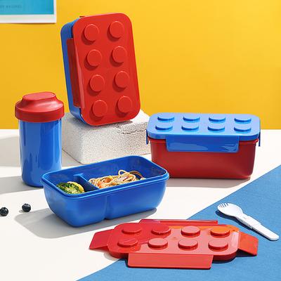 Tragbare Lunchbox aus Bausteinen, Bento-Box für Studenten, Büroangestellte, Picknick-Lebensmittelbehälter im Freien, Mikrowellen-Erhitzungs-Lebensmittelbox