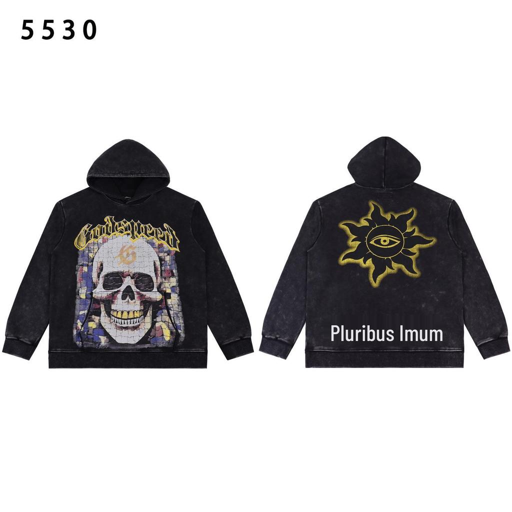 American Trendy GD Rock Retro Distressed Hoodie - Autumn/Winter Fashion