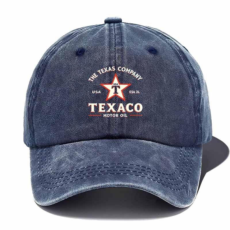 Texas Motor Oil Logo Baseball Cap  Vintage Oil Can Design with Texas  Texaco Branding Adjustable Snapback Closure