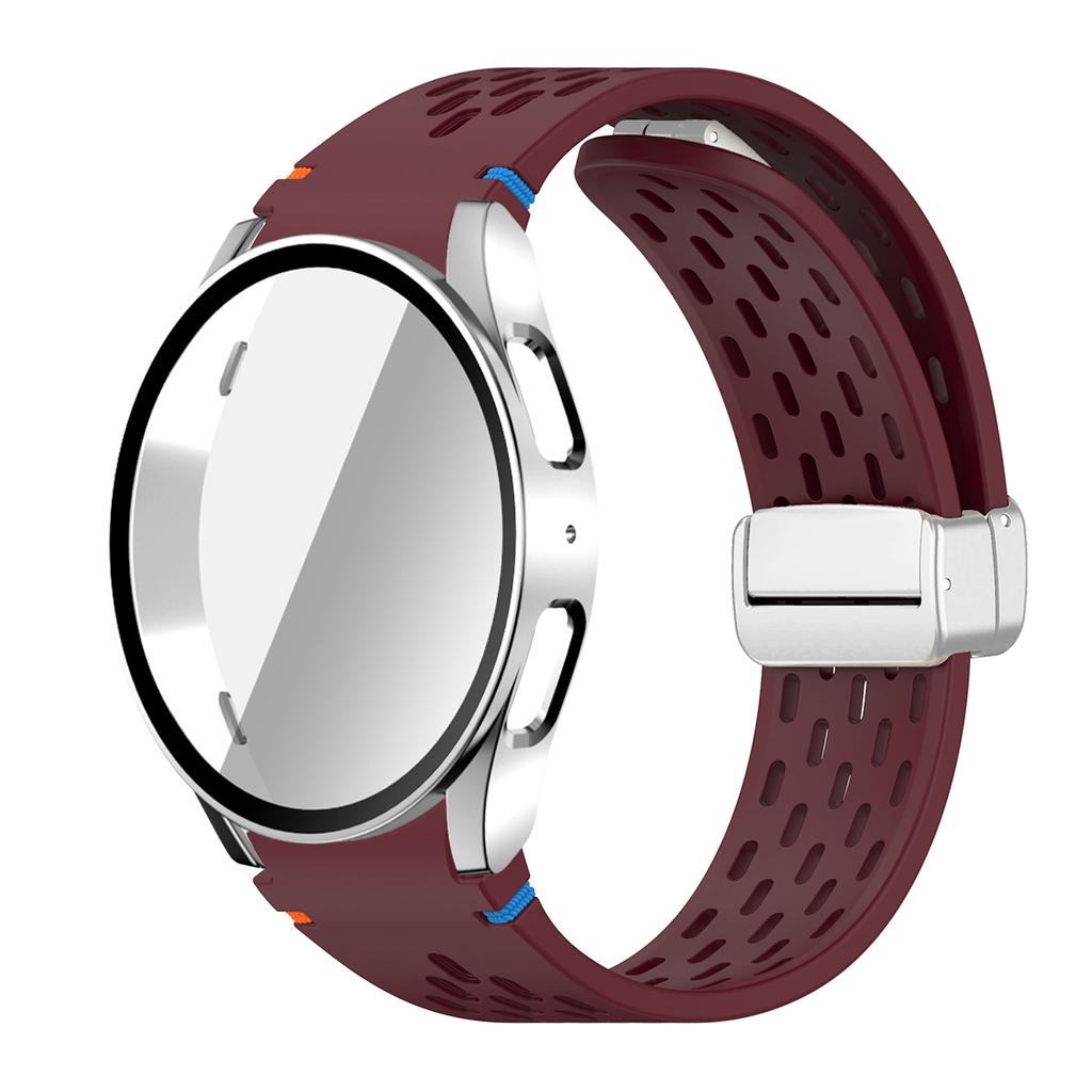 Case+Strap for Samsung Galaxy Watch 7 6 5 4 40/44mm Silicone Magnetic Band Tempered Glass Screen Film PC Protector Cover Bumper