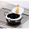 Heiwa Freiz Yanasando Iron Tempura Pot with Lid 20cm with Thermometer, IH & Gas Compatible, 2.2L, Black, TM-9467