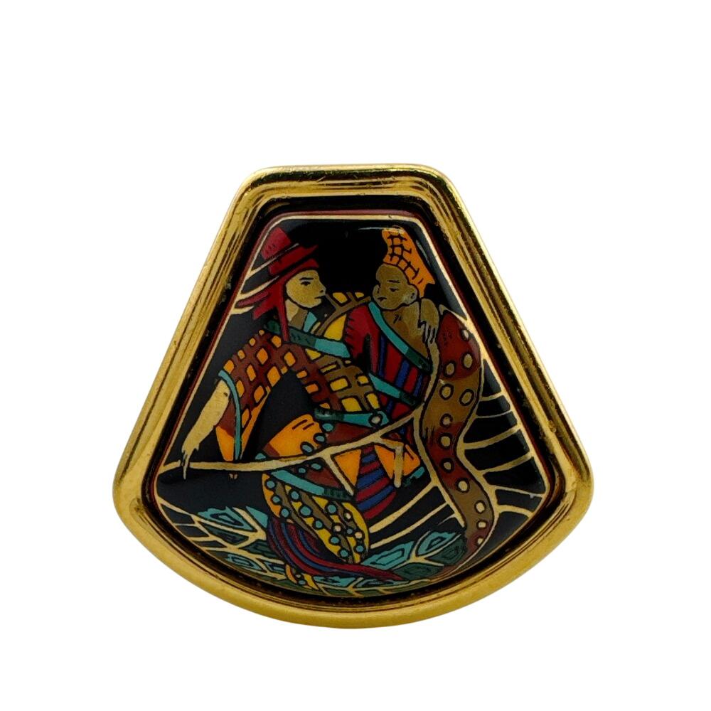 Hermes One Side Only Gold Plated Emile Earring Gold Gold Plated Used