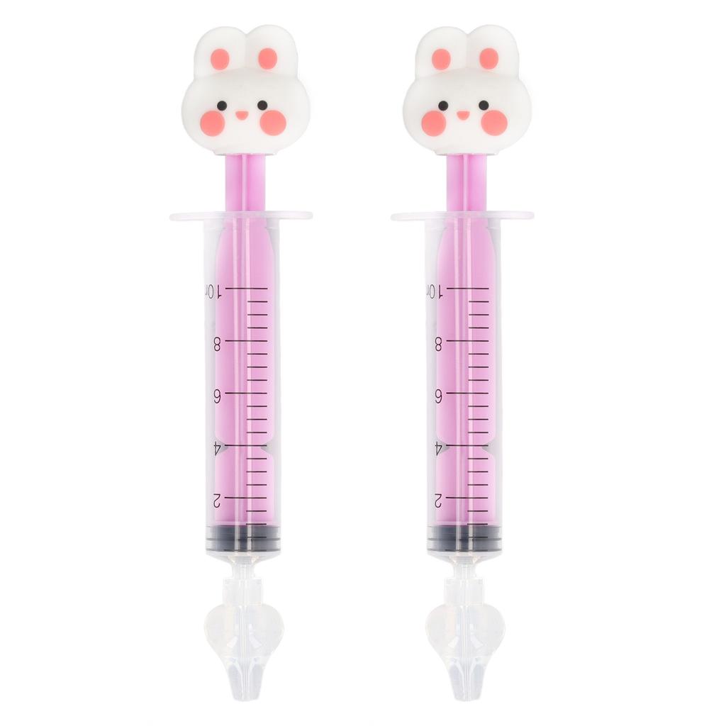 2pcs Baby Nasal Irrigator Cartoon Shaped Syringe Type Silicone Infant Nose Cleaner Rinsing Device