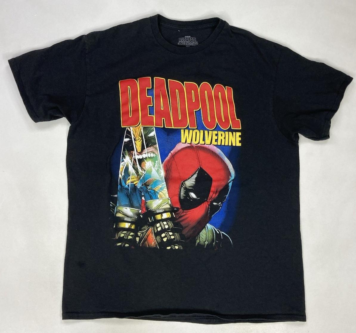 Marvel Deadpool Wolverine Movie Graphic T-shirt Men Large Black Short Sleeve M