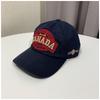 Four Seasons American Retro Burgundy Versatile Baseball Cap Men'S Canada English Embroidery Patch Cap Children