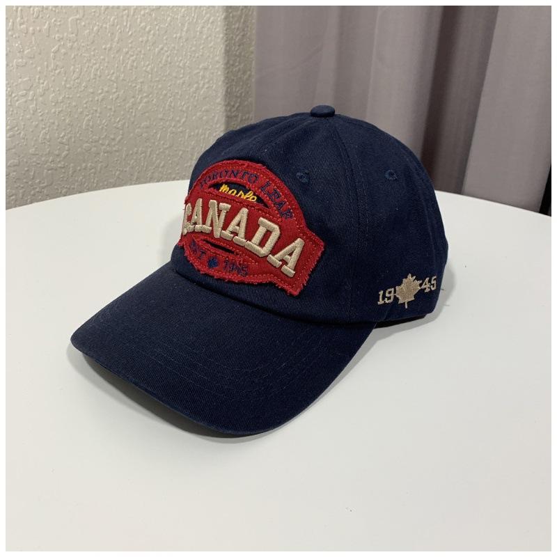 Four Seasons American Retro Burgundy Versatile Baseball Cap Men'S Canada English Embroidery Patch Cap Children