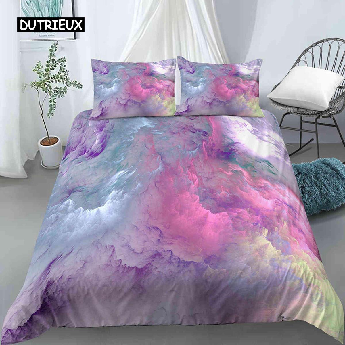 

Комплект постельного белья Cloud Duvet Cover Set Microfiber Universe Outer Space Sea of Cloud Mystic Bedding Set Abstract Pattern King Twin Beder Cover EU single(135x200cm)