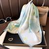 Lotus Blue Medium Silk 70Cm Small Square Scarf Women'S Silk Mulberry Silk Silk Scarf Scarf