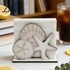 Square Vertical Paper Towel Storage Wooden Napkin Holder, Ocean Style Dispenser, Distressed Wood Rack Ordered Holder for Kitchen Dining Table