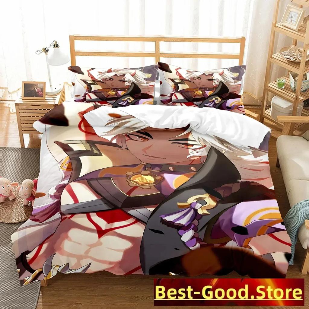 3D Print Arataki Ltto Bedding Set Single Twin Full Queen King Size Genshin Impact Bed Set Adult Kid Bedroom Duvet Cover Sets
