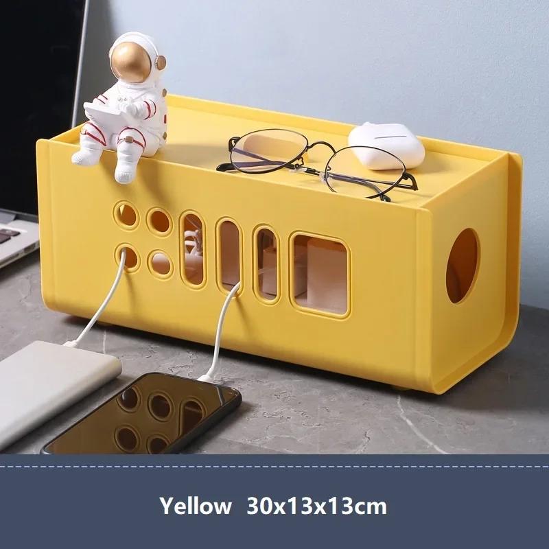 Desktop Plug-in Board Storage Row Plug Power Cord Plastic Storage Box Items Cable Organizer Holder Electric Socket Organizer