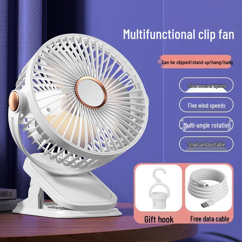 Rechargeable Clip-On Fan: Silent, USB-Powered, Desktop & Dorm Use, Adjustable Head, High Wind, Lithium Battery