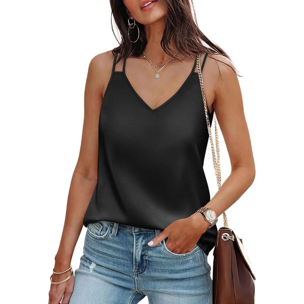 Summer Ladies Casual Solid Color Sleeveless Camisole T-Shirt Tops For Women