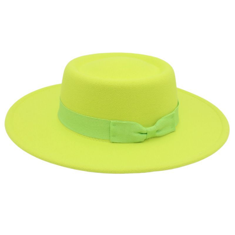 Popular Top Hat Versatile Bow Dome Convex Top Big Brim Fashion Casual Woolen Felt Hat Top Hat Hat