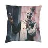 Horror Clown Halloween Movie Terrifier Cushion Cover Velvet Pillow Case Sofa Chair Square Pillowcase Living Room Decoration