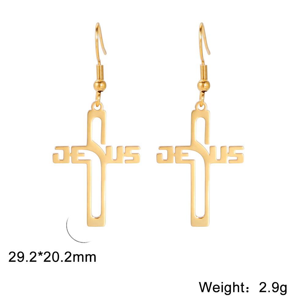 Cazador Christian Jesus Cross Dangle Earring for Women Stainless Steel Jewelry Drop Earrings Mother Day Mother Gift