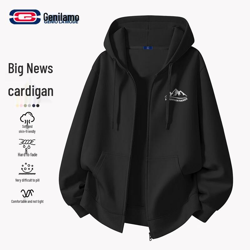 GENIOLAMODE Men s Casual Hooded Cardigan 2XL
